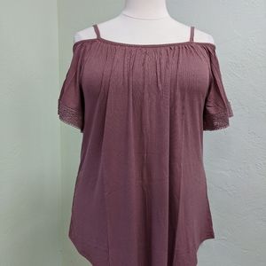 🆕 Lane Bryant Size 18-20 Rose Cold Shoulder Top